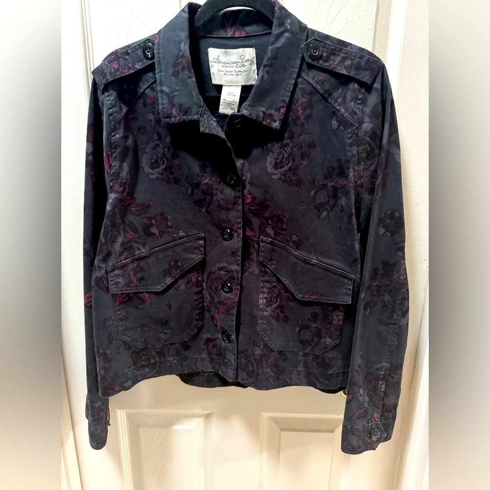 American Rag Dark Floral Utility Jacket  -  Size XL
